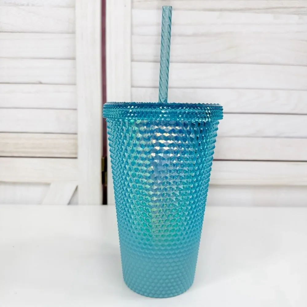 Starbucks Diamond Cut Studded Ombre‎ Glacier Blue Tumbler Cup Blue 16oz Grande